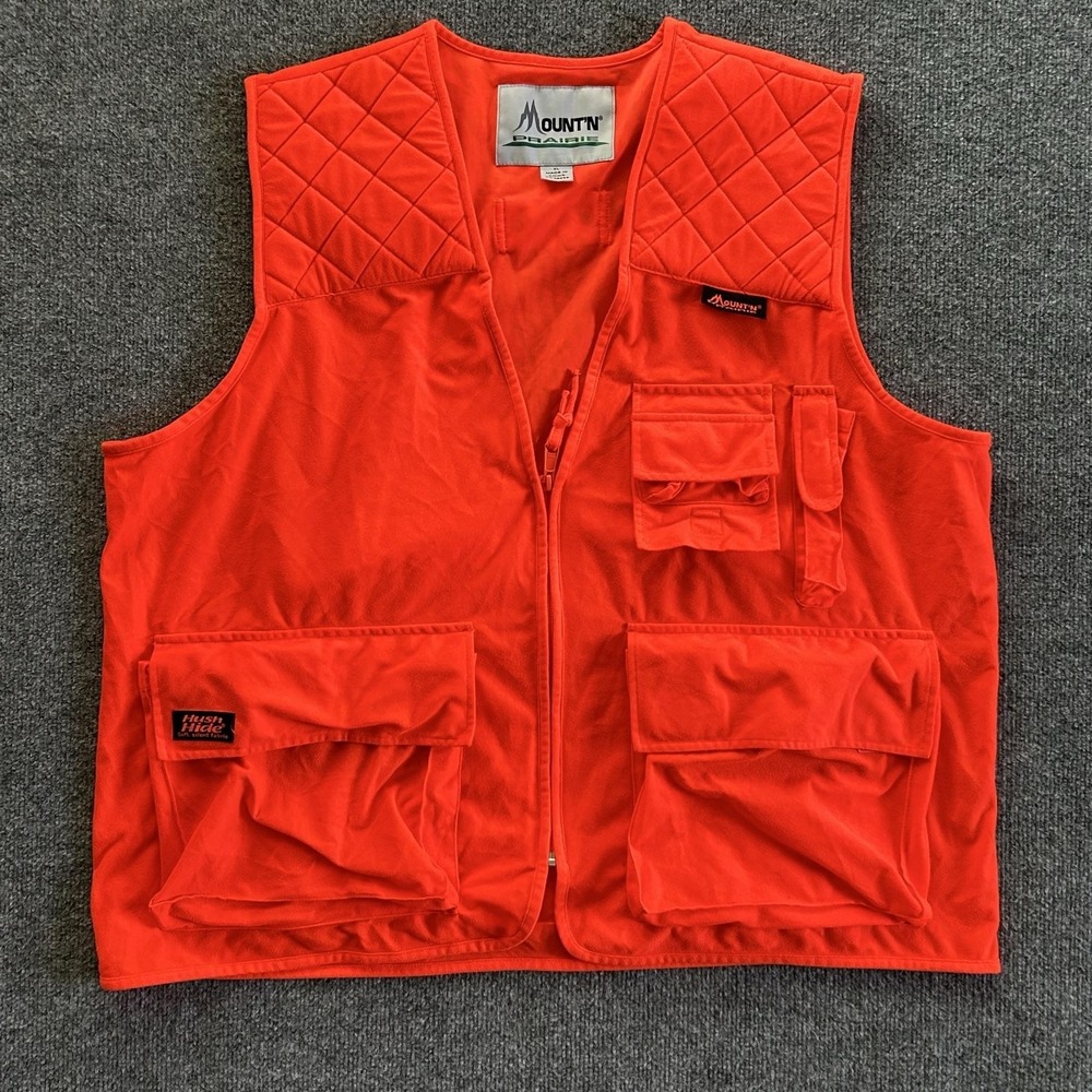 Mountn Prairie Vest Mens XL Blaze Orange Upland Bird Hunting Pouch Safety